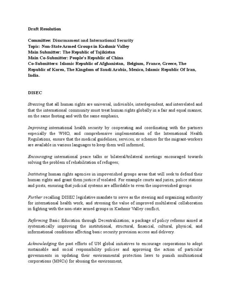 Draft Resolution Bloc 1 - 210501 - 164304 | PDF | United Nations ...