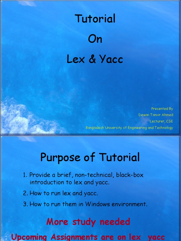 Lex & Yacc Tutorial for CSE Students | PDF | Parsing | Regular Expression