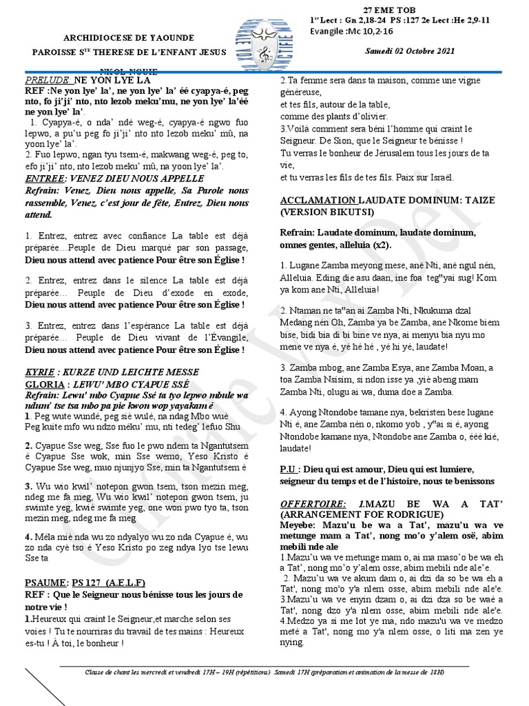 27 Eme - Tob - 02-10-2021 | PDF | Contenu de la Bible | Textes religieux, image size:768x1024