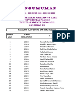 Pengumuman: Hasil Seleksi Mahasiswa Baru Universitas Pakuan TAHUN AKADEMIK 2020 - 2021