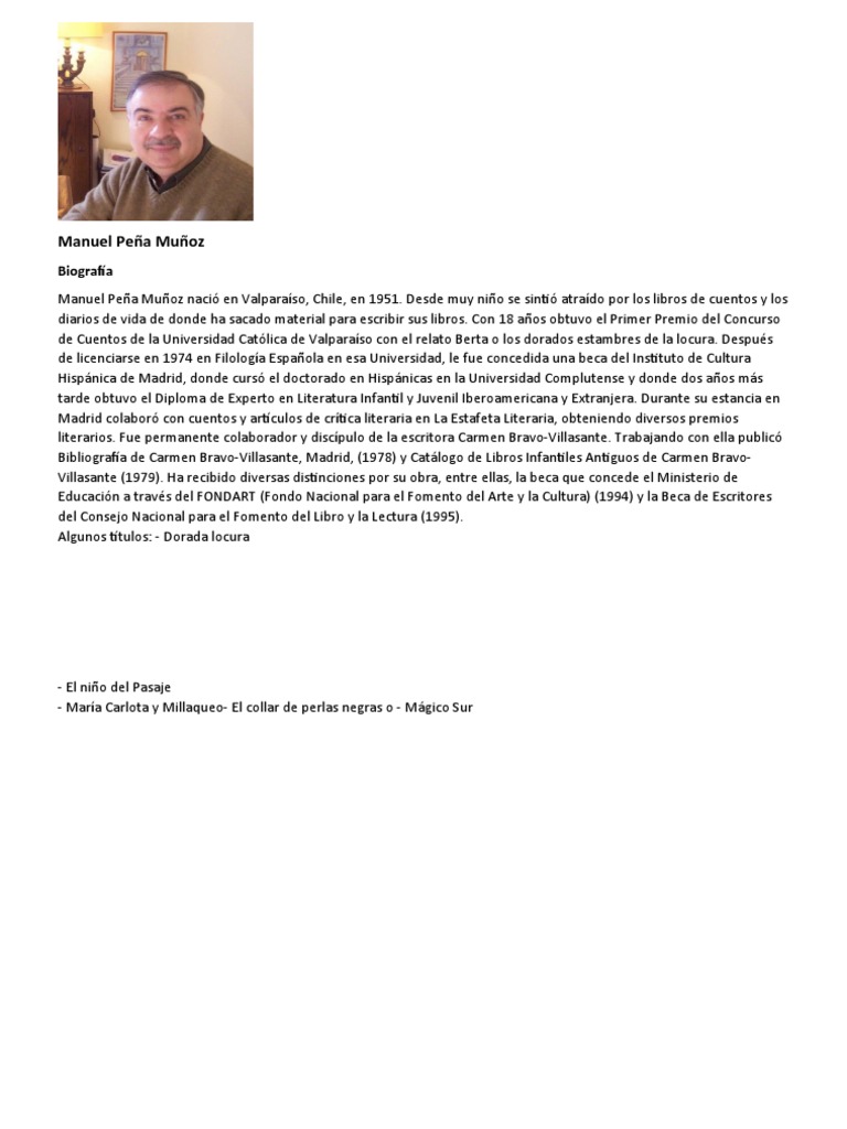 Biografía de Manuel Peña Muñoz | PDF