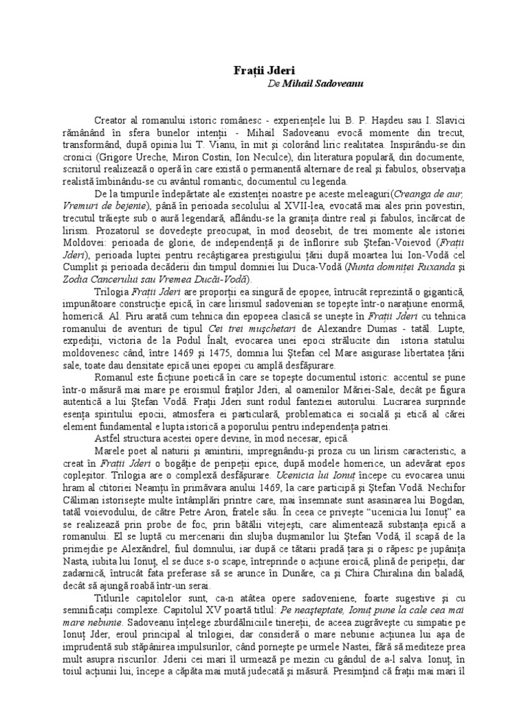 Mihail Sadoveanu Fratii Jderi