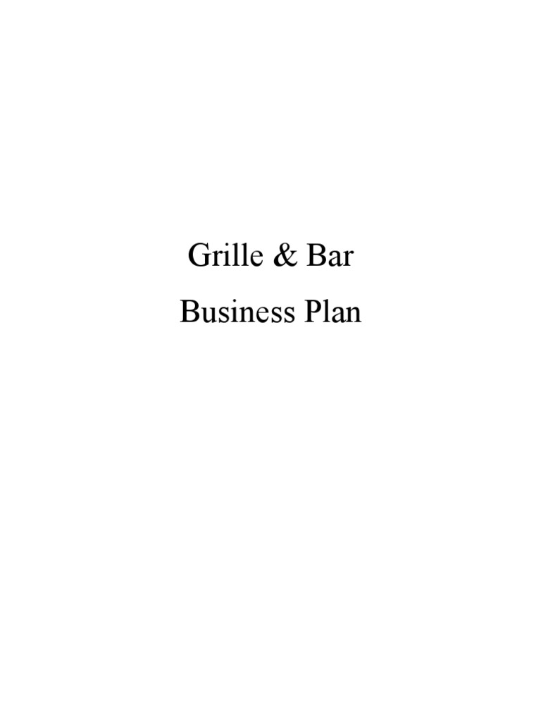 Grille & Bar Business Plan Bar Business Plan