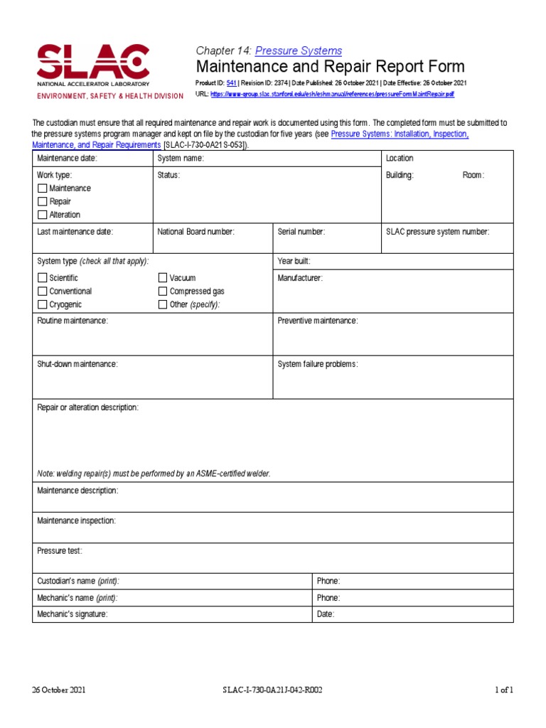 Pressure Form Maint Repair | PDF