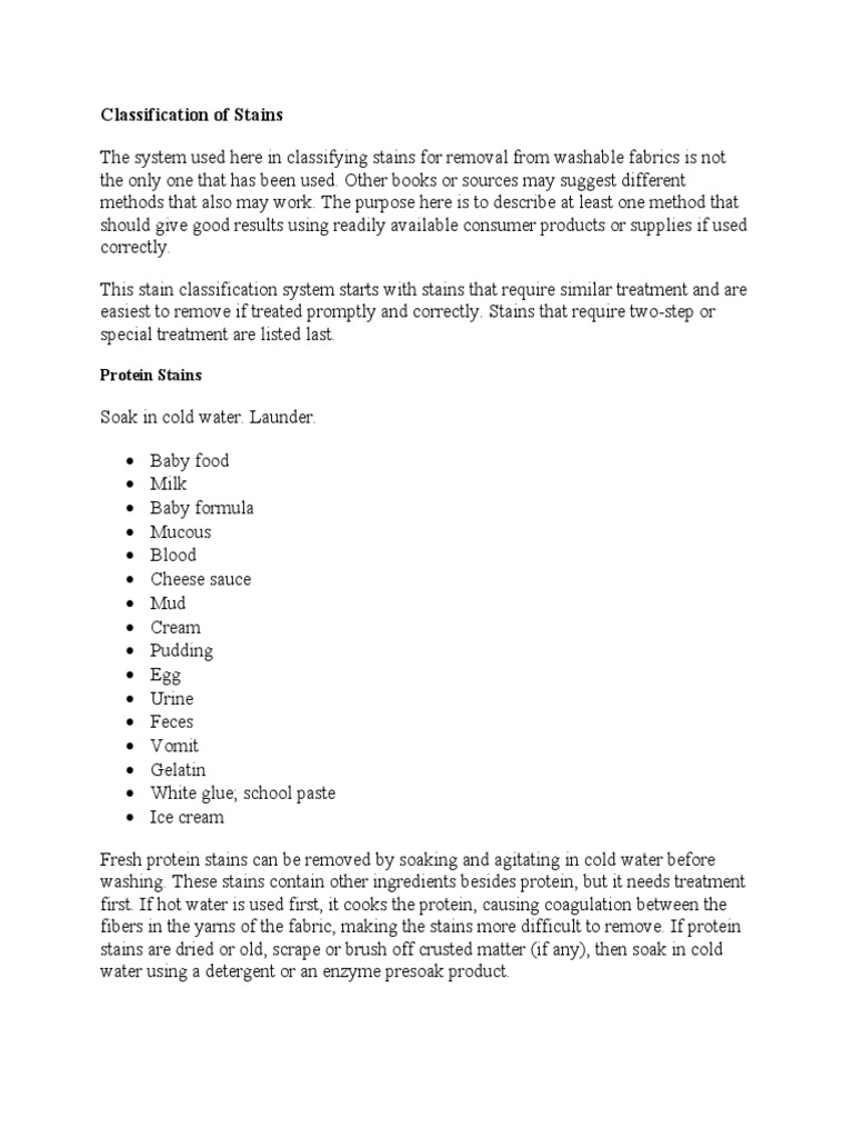 Classification of Stains