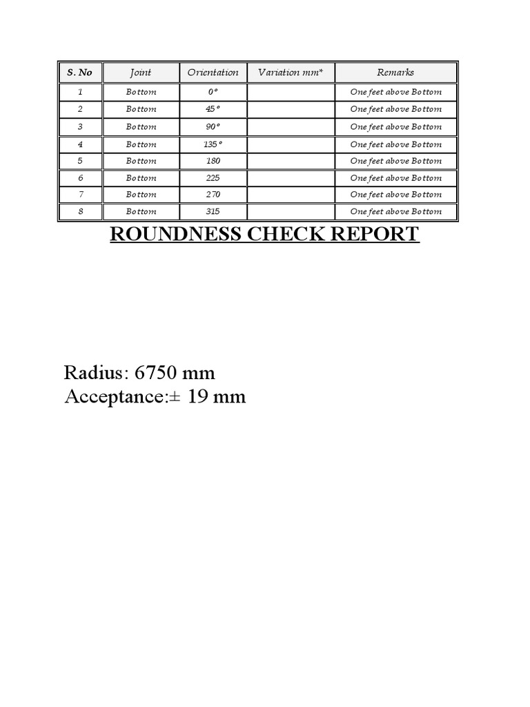 Roundness Check Report Summary | PDF