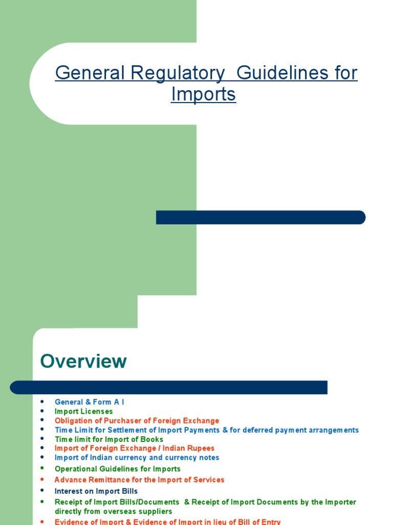 Import Regulatory Guidelines Overview | PDF | Banks | Foreign Exchange ...