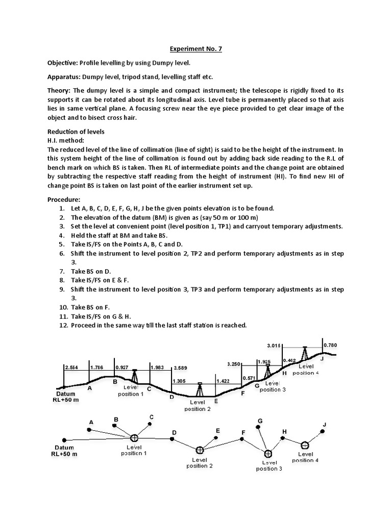 Experiment 8 - Profile Levelling by Dumpy Level | PDF