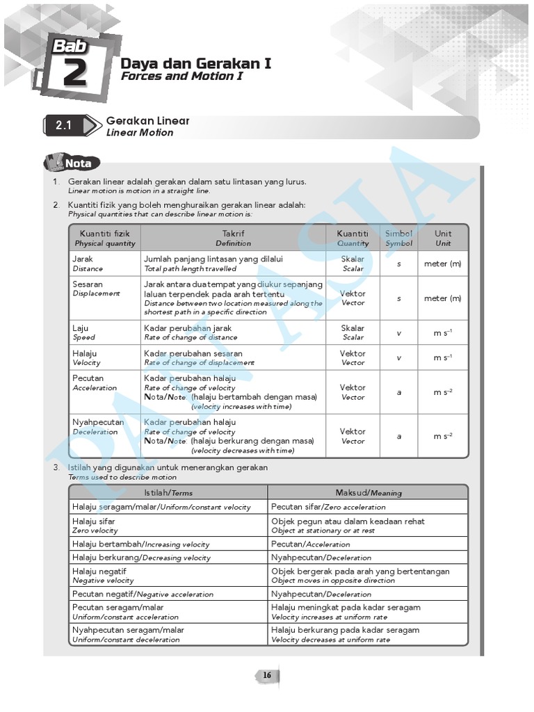 Formula Sesaran dalam Gerakan Linear | PDF | Acceleration | Velocity