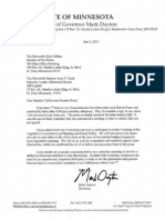 Dayton Letter to MN Legislative Leaders June 2, 2011