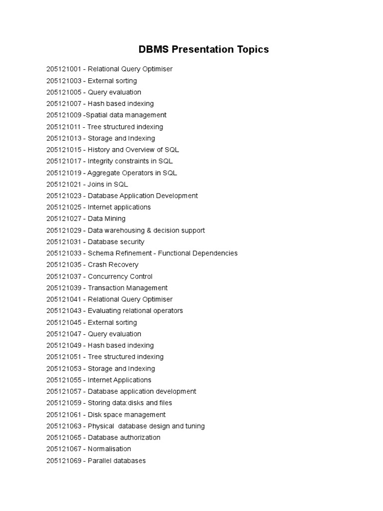 dbms presentation topics pdf
