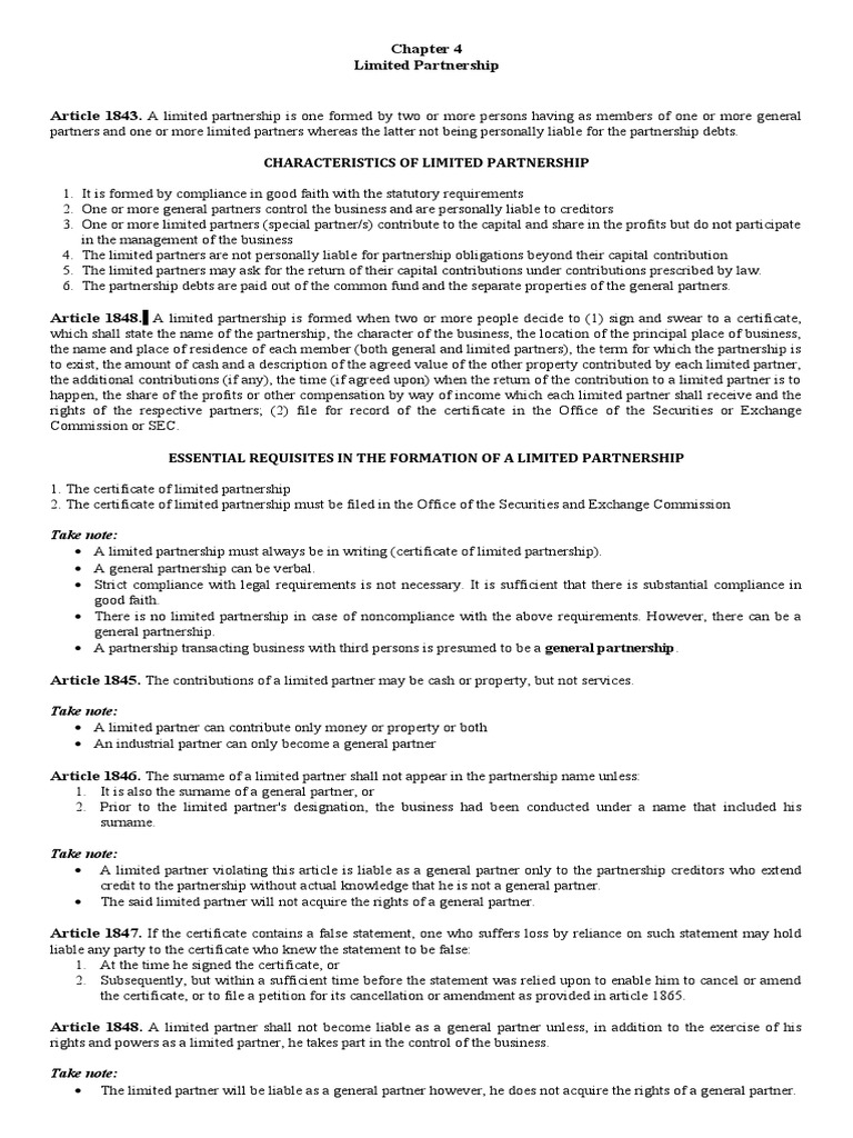 Characteristics of Limited Partnerships | PDF | Limited Partnership ...