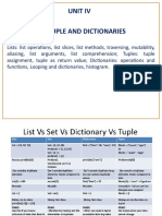 Unit Iv List, Tuple and Dictionaries