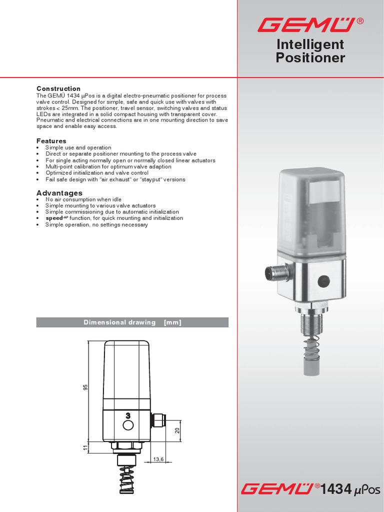 GEMÜ 1434 μPos Positioner Manual | PDF | Valve | Power Supply
