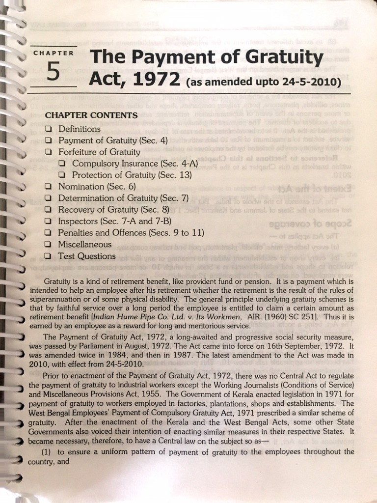 Payment of Gratuity Act PDF