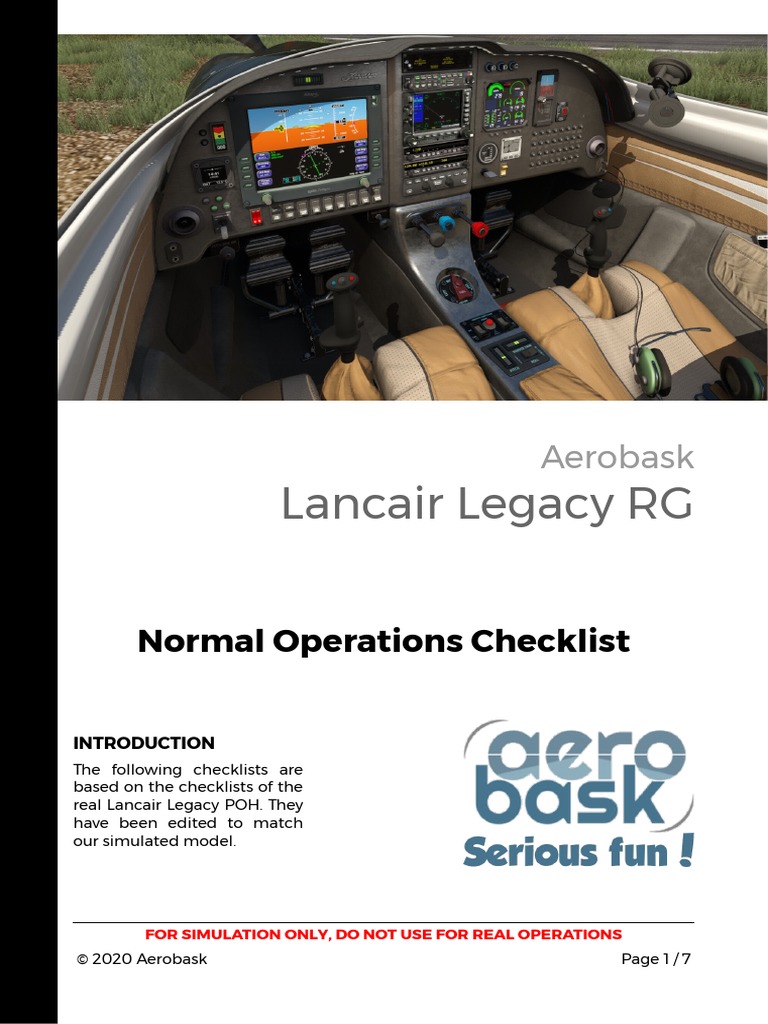 Legacy RG - Checklist Normal | PDF | Takeoff | Throttle