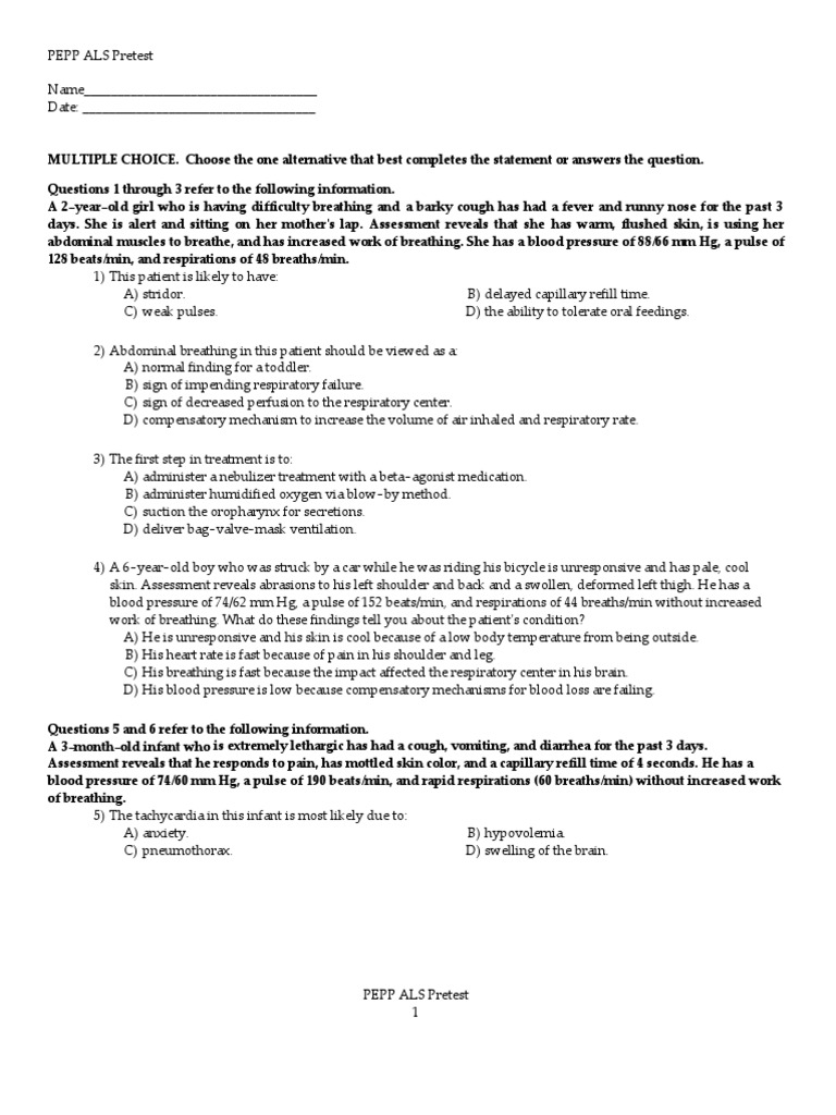 Pepp Als Pretest | PDF | Breathing | Respiratory System