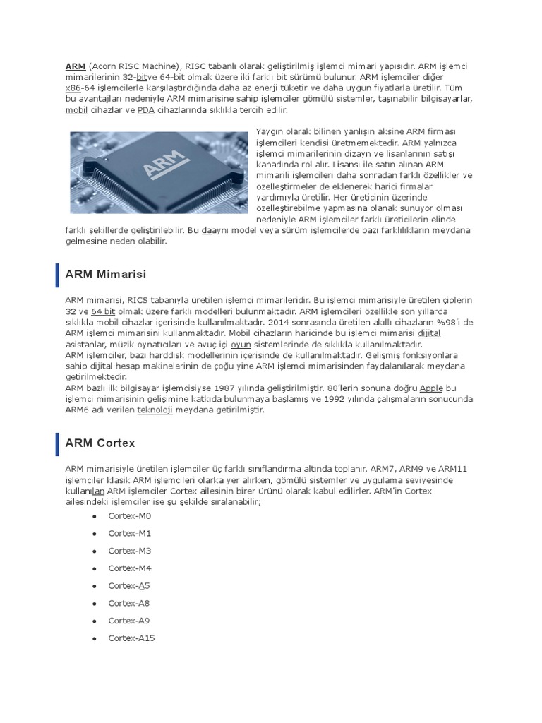 ARM Nedir? ARM Mimarisi Ve ARM Cortex PDF