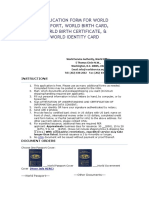 Application Form For World Passport, World Birth Card, World Birth Certificate, & World Identity Card