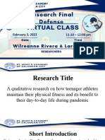 Research Final Defense: Wilreanne Rivera & Lara Elnar