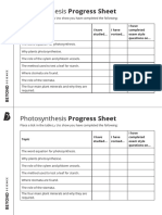 Photosynthesis Progress Sheet 2