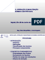 Instalação, operação e manutenção de bombas centrífugas