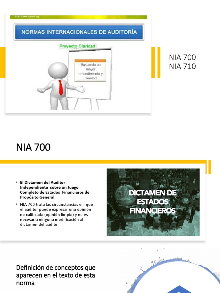 Normas Internacionales de Auditoría NIA 700 y 710 | PDF | Auditoría ...