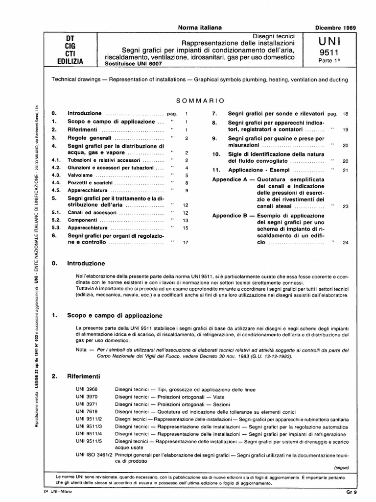 Uni 9511 1 Simboli Grafici Impianti Condizionamento Riscaldamento | PDF