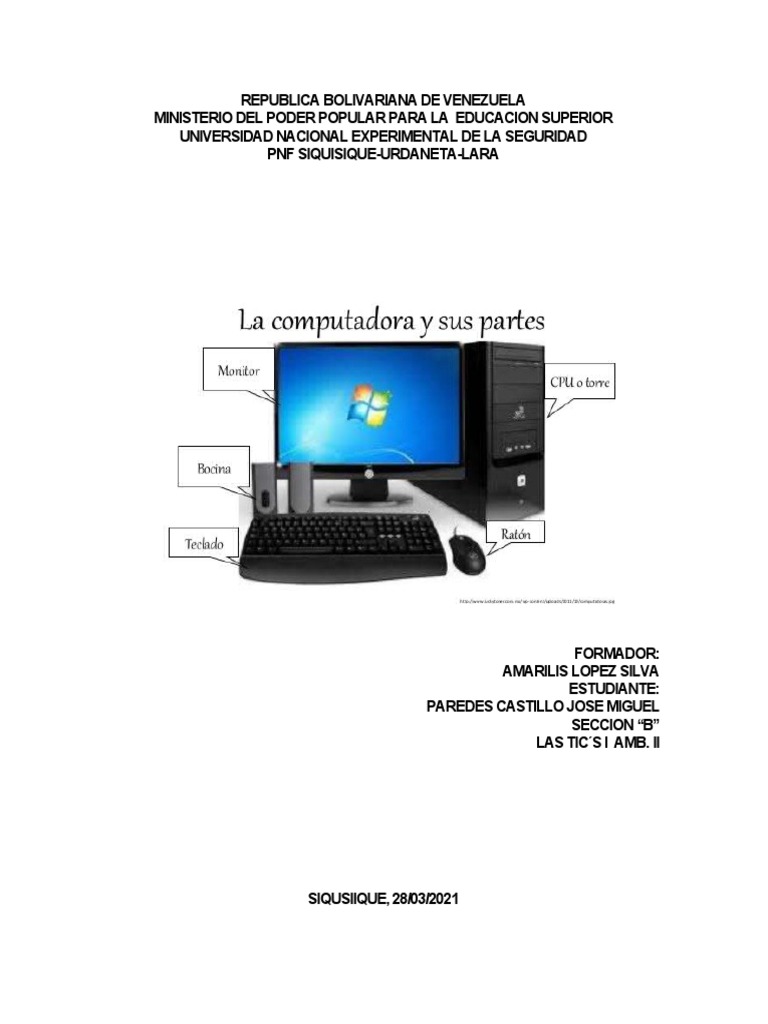 Computador y Sus Partes | PDF | Hardware de la computadora | Unidad ...