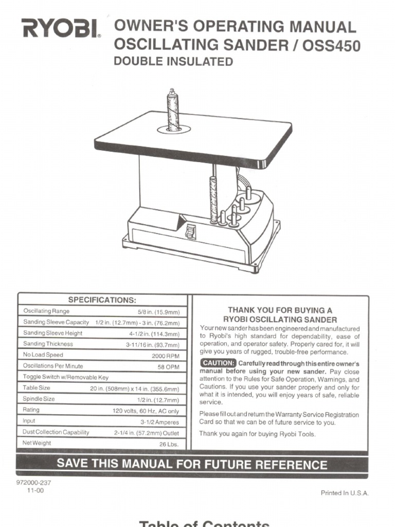 Sander Spindle OSS450 Om