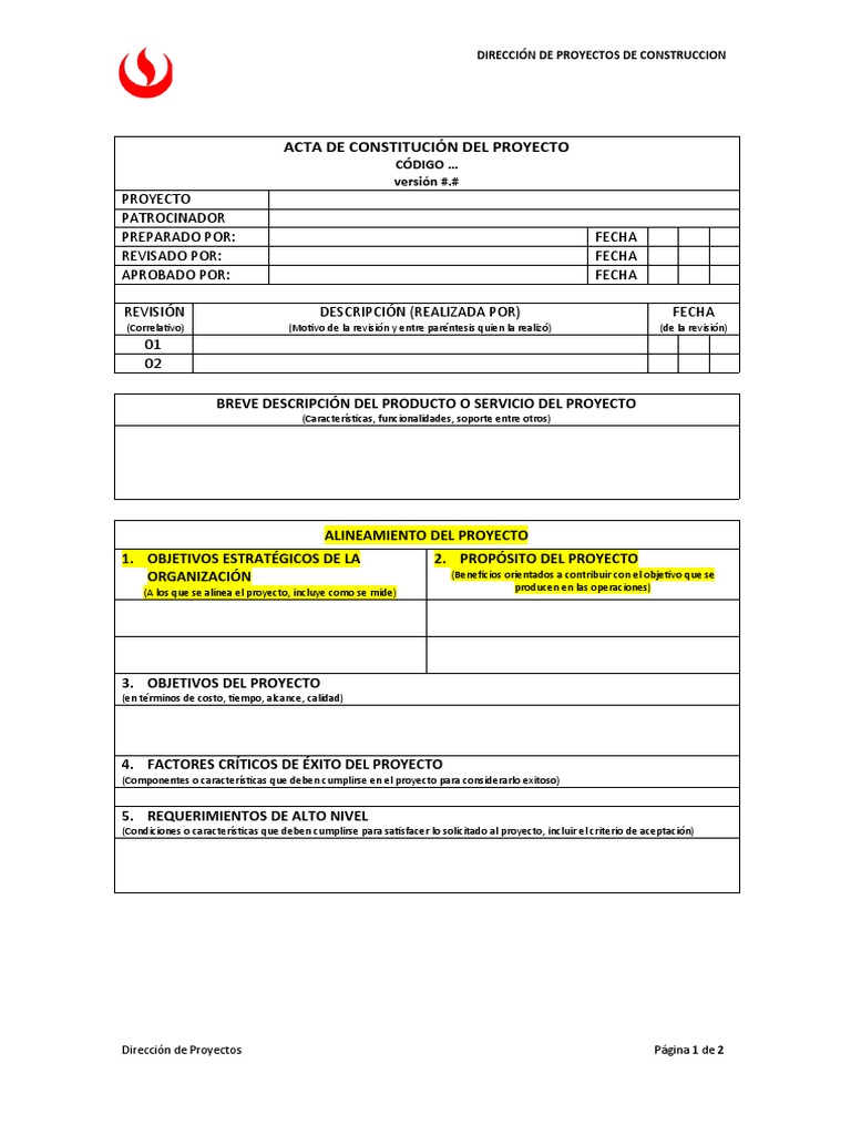 Acta de Constitución Del Proyecto | PDF | Presupuesto