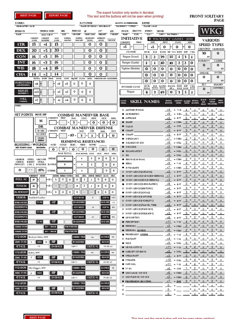 STR Dex Con Int Wis Cha: Front Solitary | PDF | Leisure | Sports
