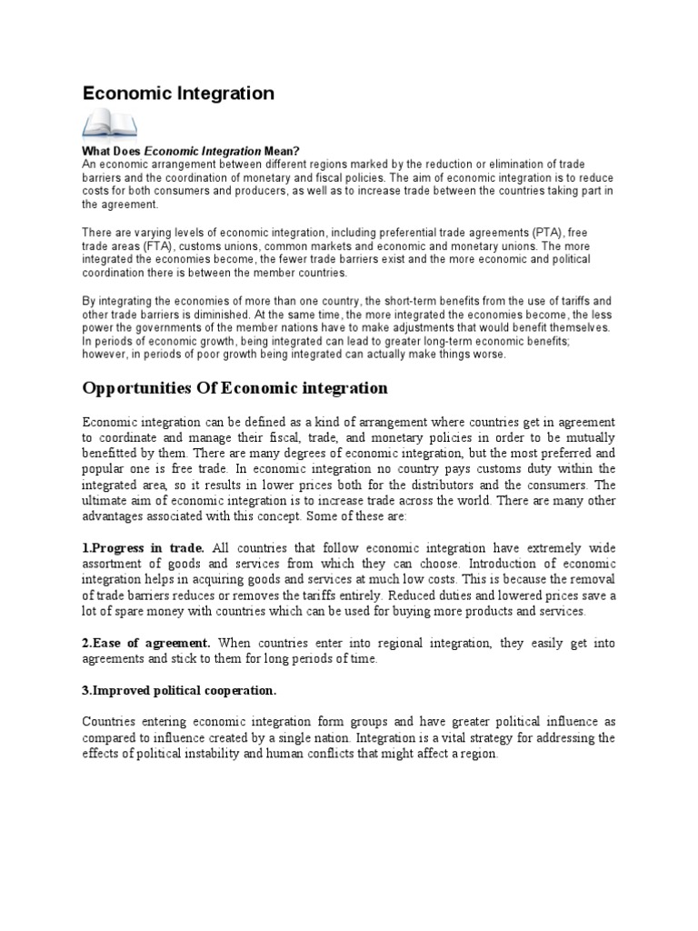 Understanding Economic Integration | PDF | Economic Integration ...