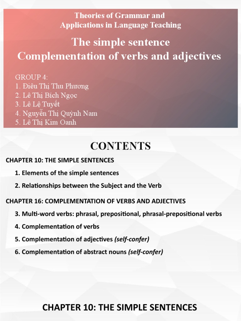 The Simple Sentences Draft PDF Grammatical Number Subject (Grammar)