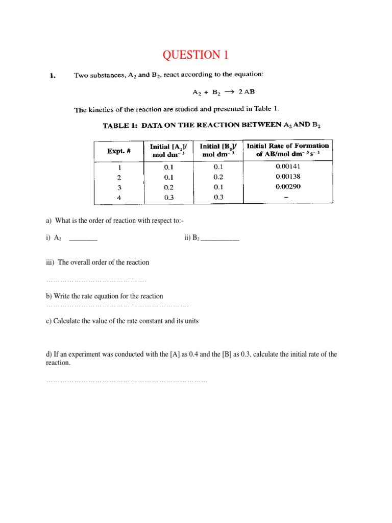 Rates of Rection Practice Test Questions | PDF