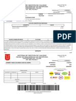 Sistema de Gestión de Calidad: Recibo de Pago Derecho de Inscripción Universidad Del Tolima NIT. 890.700.640-7