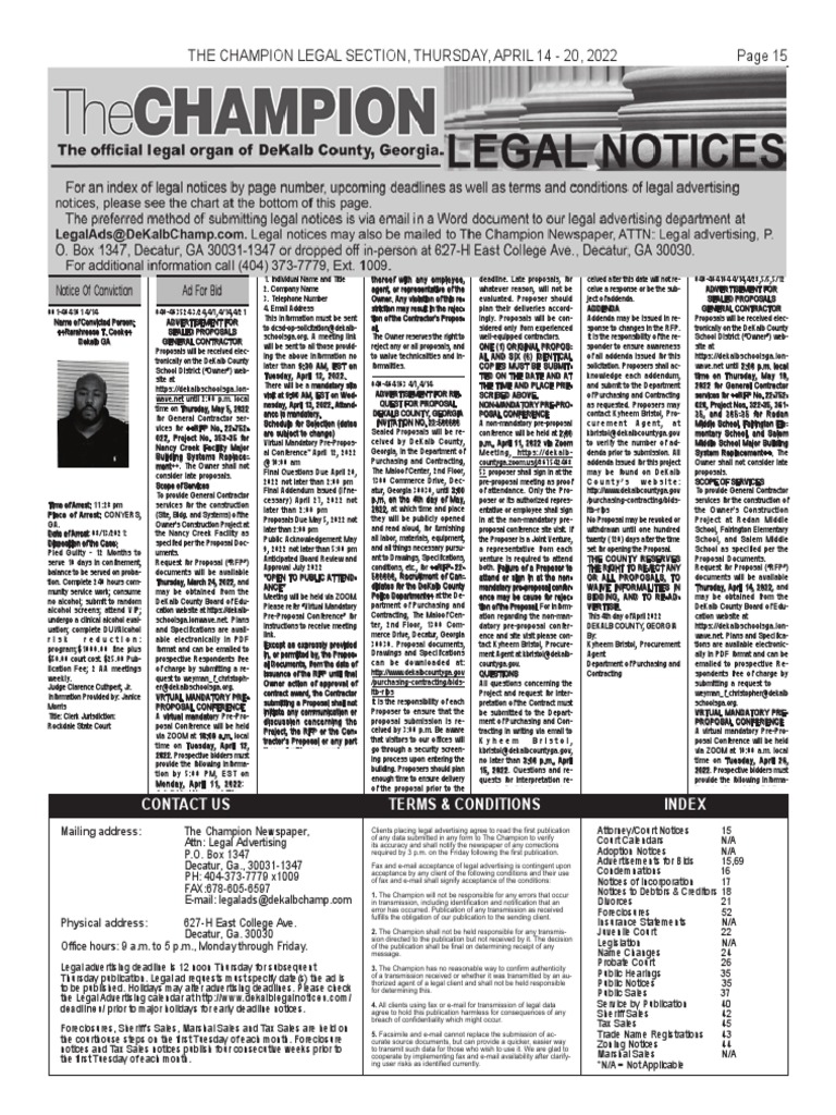 The Champion Legal Ads: 04-14-22 | PDF | Request For