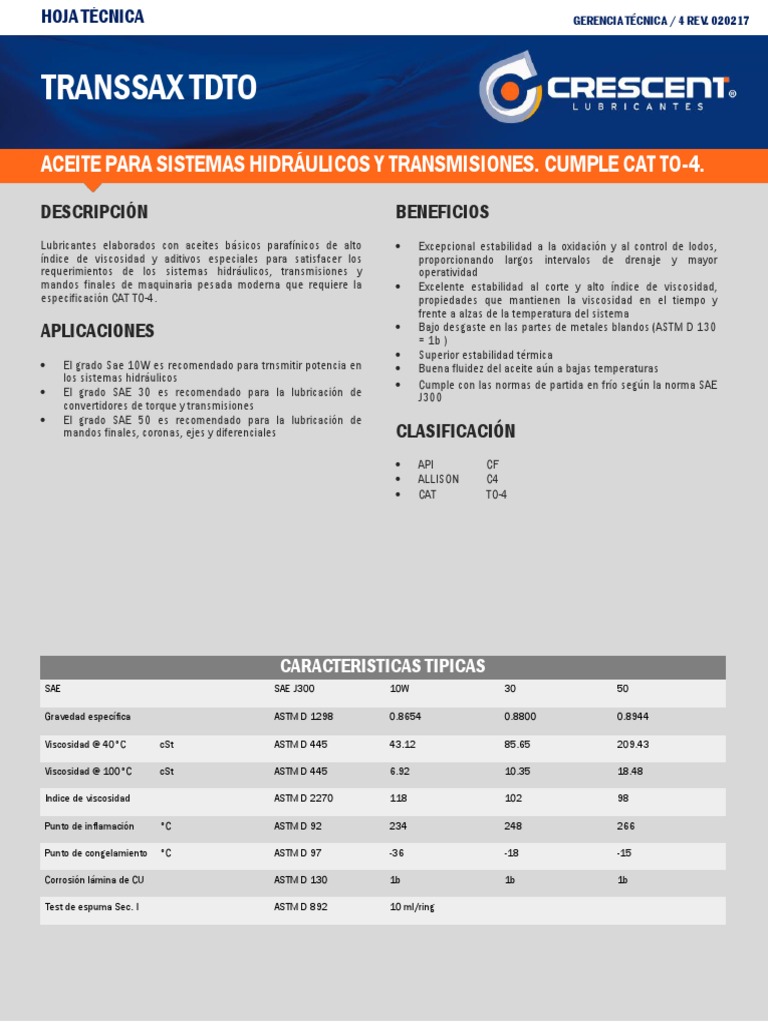 Transsax Tdto | PDF | Lubricante | Sustancias químicas