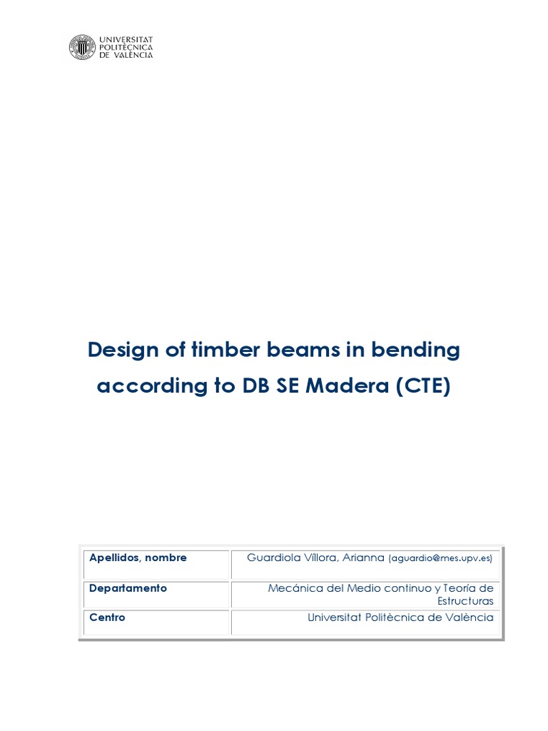 Timber Beam Design per DB SE Madera | PDF | Bending | Strength Of Materials
