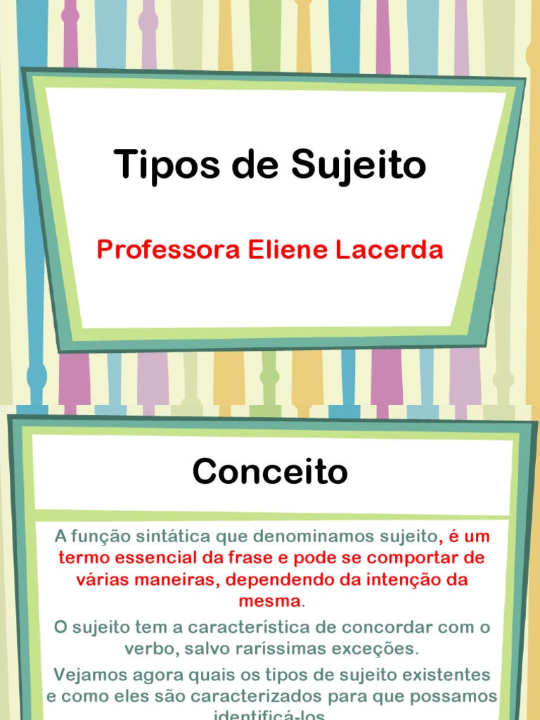 Tipos de Sujeito na Língua Portuguesa | PDF | Assunto (gramática ...