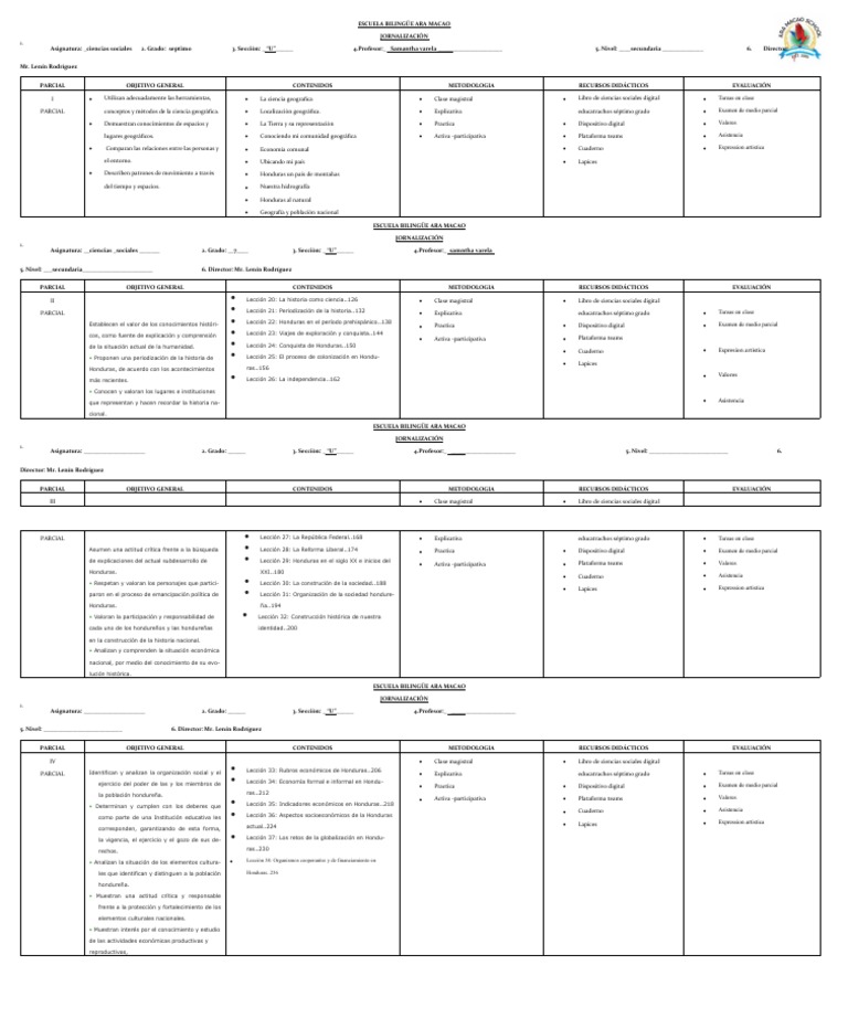 Jornalización 7 PDF Honduras Maestros