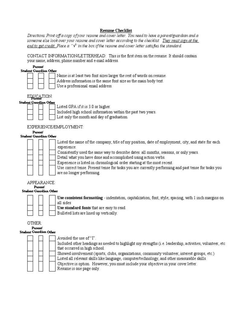 Resume Cover Letter Checklist | PDF | Résumé | Communication