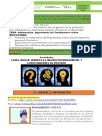 Unidad Temática:: Capacidad: TEMA: Adolescencia. Importancia Del Pensamiento Crítico Indicadores