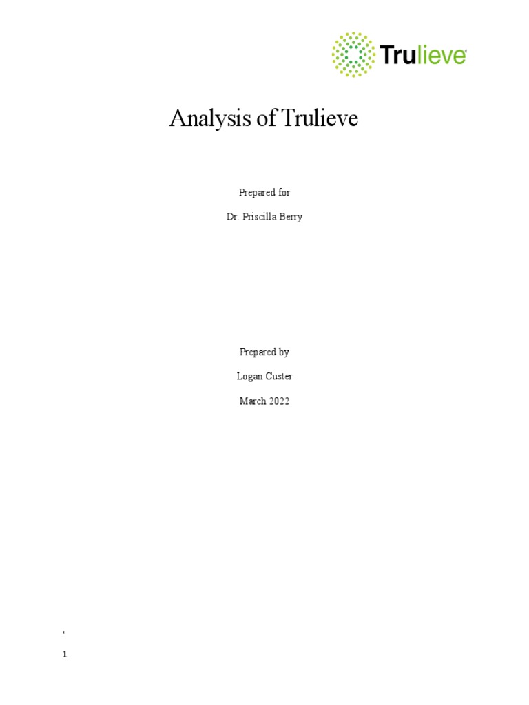 Analysis of Trulieve PDF Cannabis (Drug) Cannabis