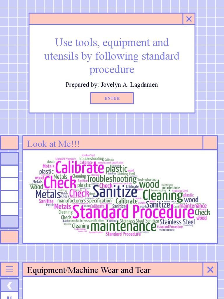 Use Tools, Equipment and Utensils by Following Standard Procedure PDF