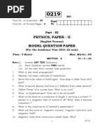 Physics, Paper - Ii Model Question Paper: Part - III