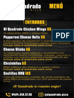 Entradas: Al Quadrado Chicken Wings Pepperoni Cheese Rolls Cheese Sticks