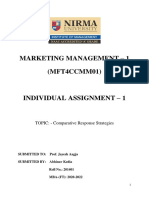 Marketing Management - 1 (MFT4CCMM01) : TOPIC: - Comparative Response Strategies