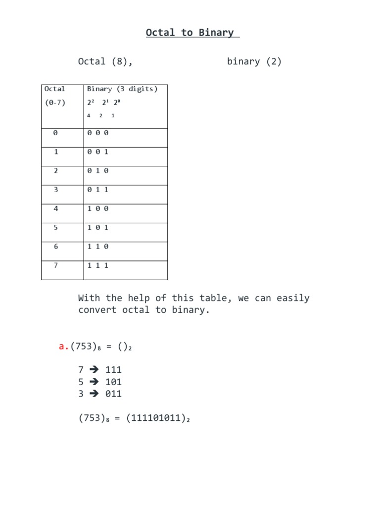 Octal To Binary and Binary To Octal | PDF