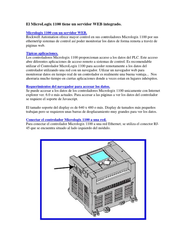 El MicroLogix 1100 Tiene Un Servidor WEB Integrado | Descargar gratis ...